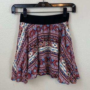F21 Aztec Geometric Print Mini Skirt